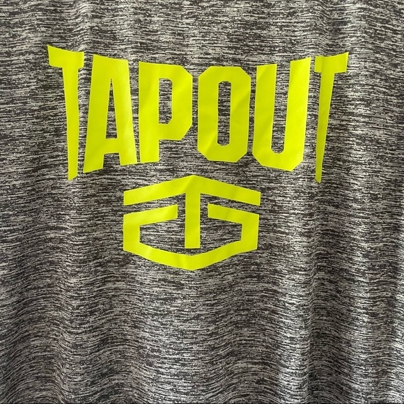 Tapout Size Large Men’s Graphic T Shirt Short Sleeve Charcoal Heather And Yellow - Picture 3 of 5